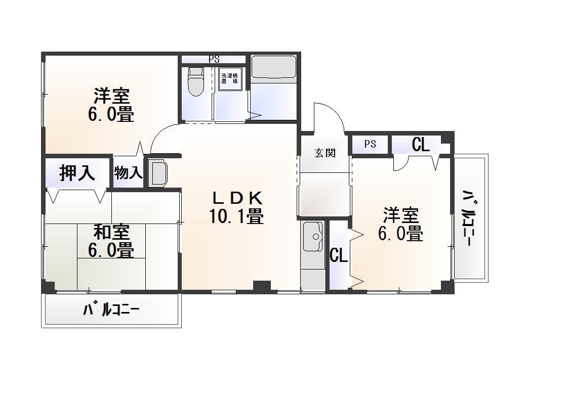 ヴァンベール(3LDK/3階)の間取り写真