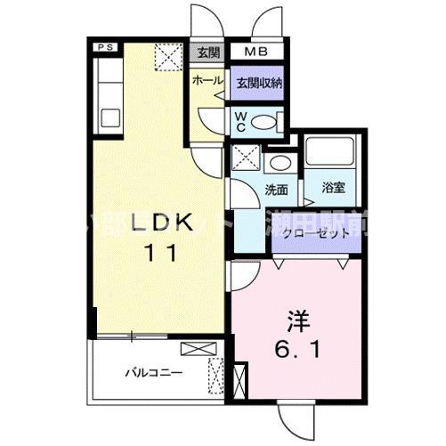 マンダリンカI(1LDK/3階)の間取り写真