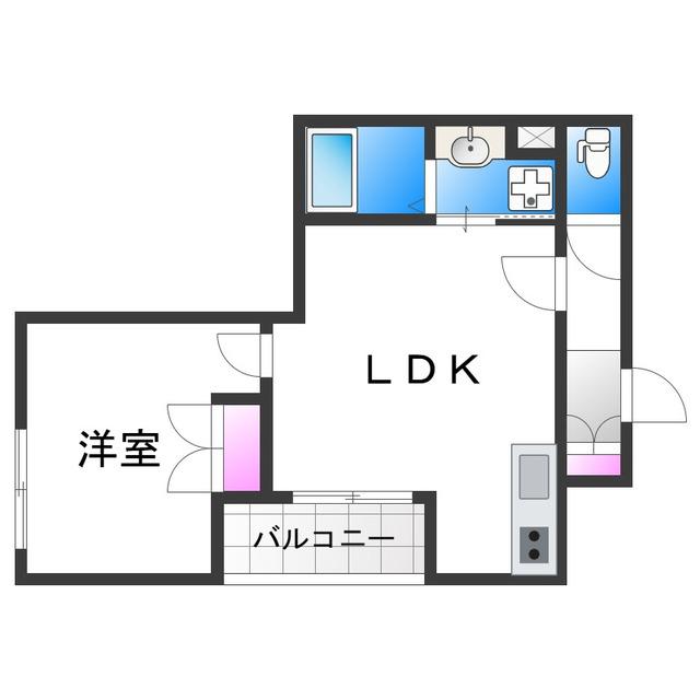 セレニティ長吉出戸(1LDK/3階)の間取り写真