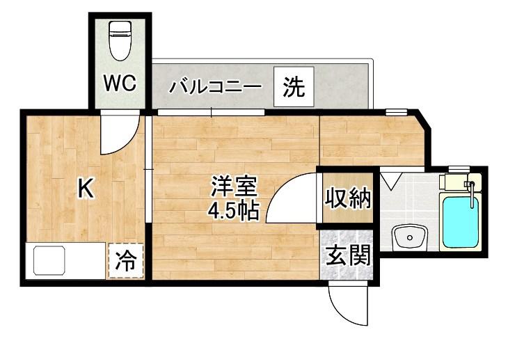片野タカケンビル(1K/4階)の間取り写真