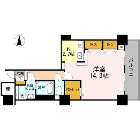 品川シーサイドビュータワーI(1K/21階)の間取り写真