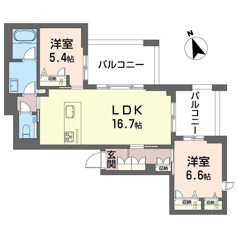 グラン セノーテ(2LDK/4階)の間取り写真