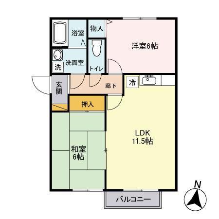 メゾン・メルヴェーユA(2LDK/1階)の間取り写真
