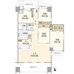 ロイヤルヴィーゼ四谷通(4LDK/3階)の間取り写真