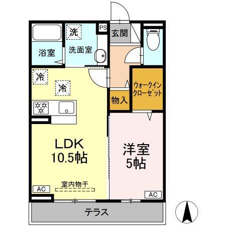 GRAND D-ROOM村井北(1LDK/1階)の間取り写真