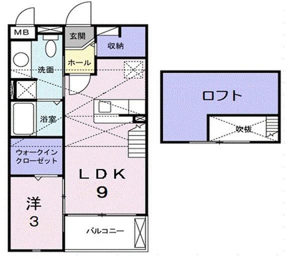 グランデ ピーノ ドゥーエ(1LDK/2階)の間取り写真