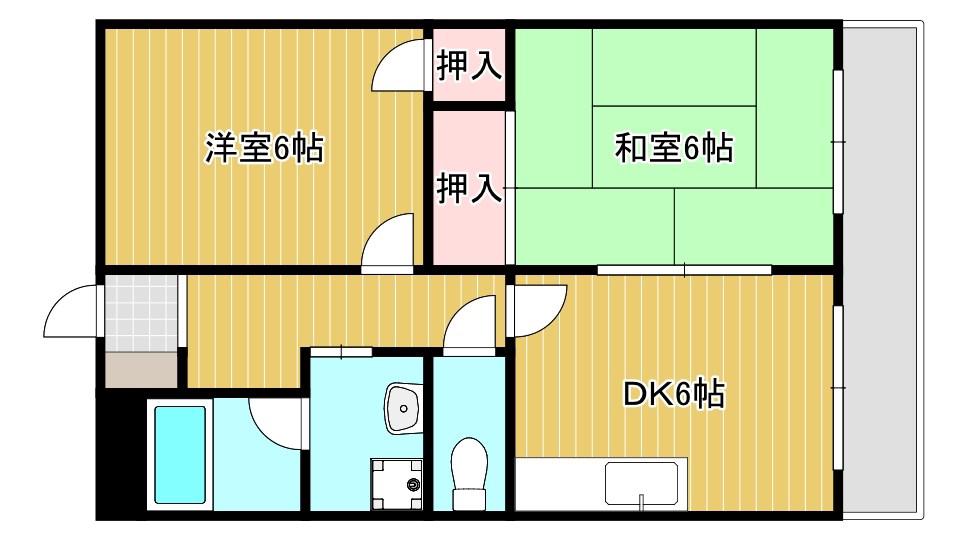 エクセル南天保(2DK/2階)の間取り写真