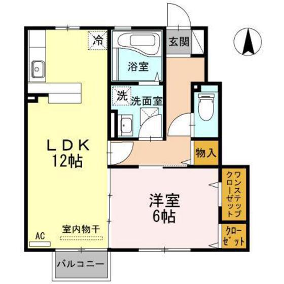 D-ROOM 戸出I B棟(1LDK/1階)の間取り写真