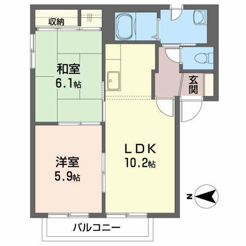 フレグランス・ユーA(2LDK/2階)の間取り写真