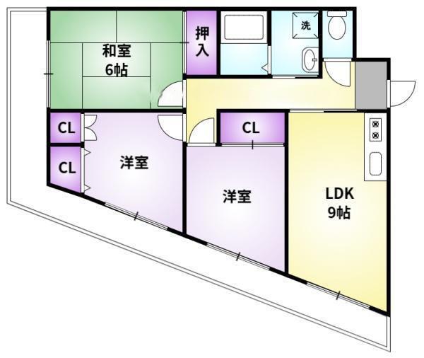 シャルム六ツ門(3DK/5階)の間取り写真
