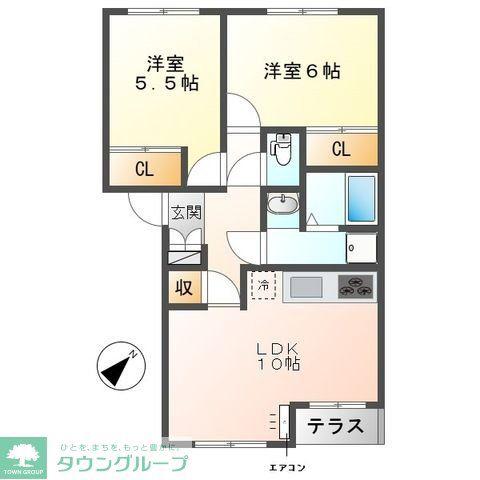 パーチェ西初石(2LDK/1階)の間取り写真