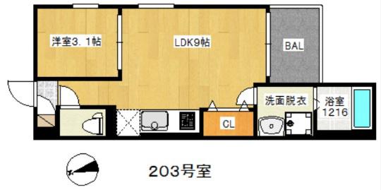REGALEST鴻池(1LDK/2階)の間取り写真