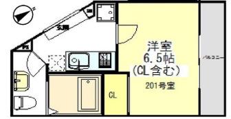 モダンモート徳丸(1K/2階)の間取り写真
