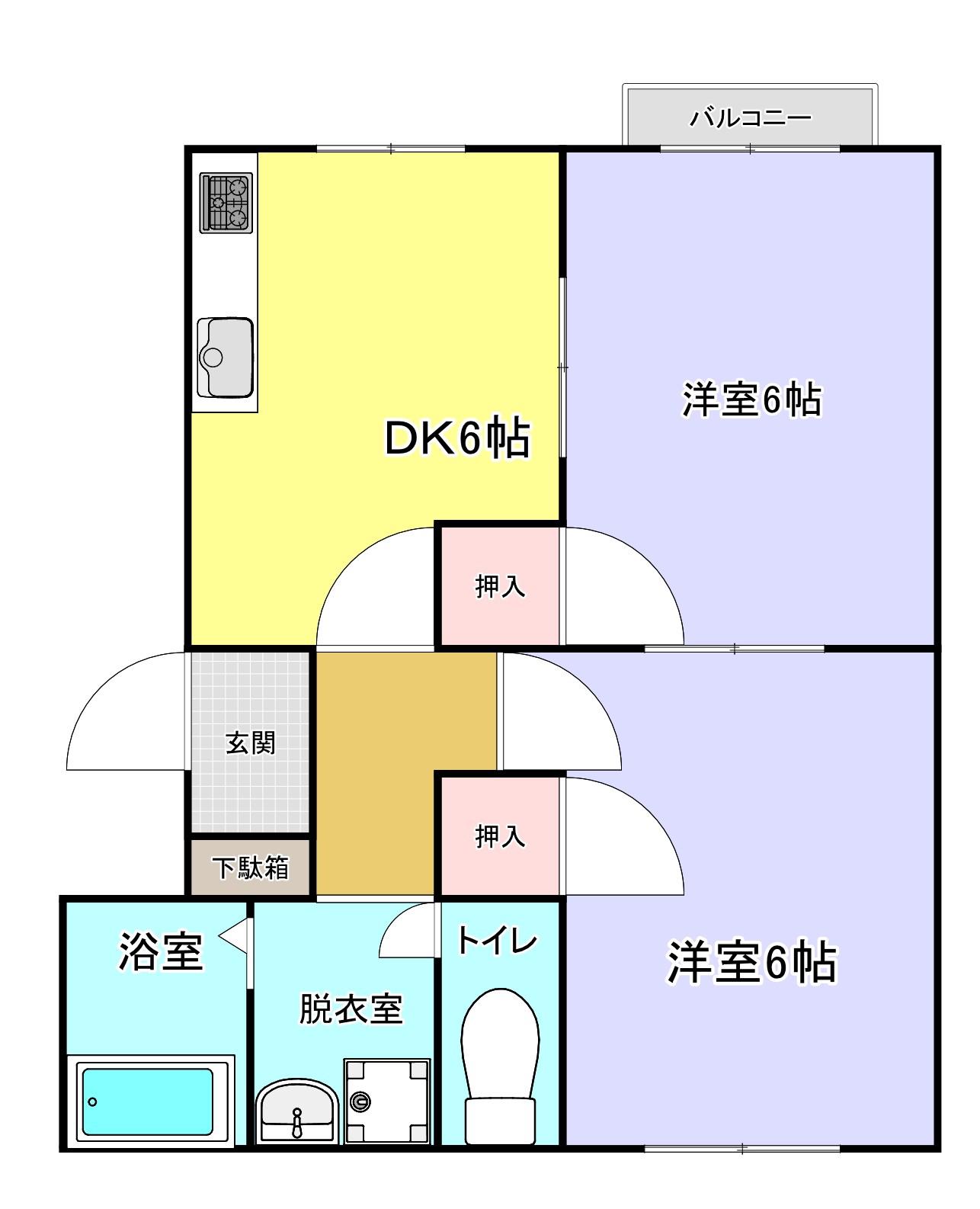 オルテンシアII(2DK/1階)の間取り写真