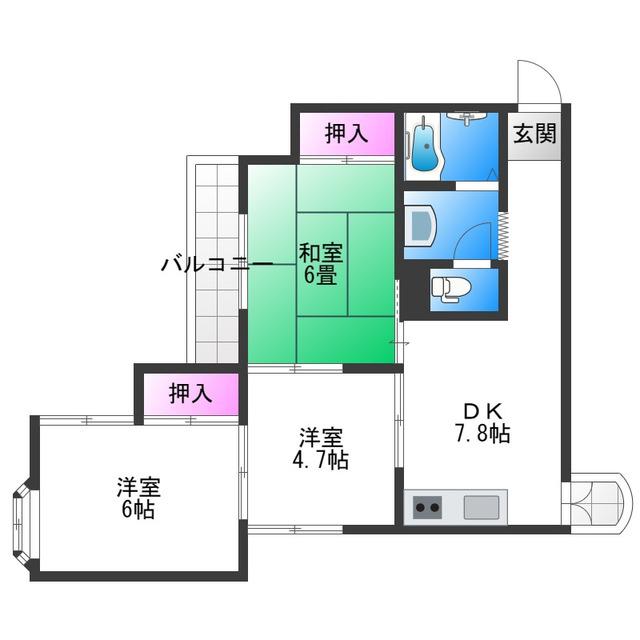 コーポ南野(3DK/3階)の間取り写真