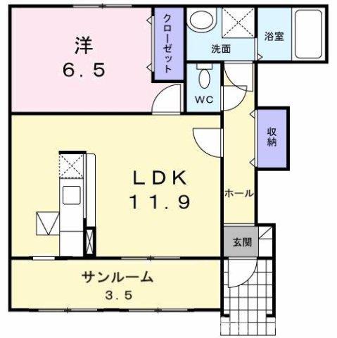 フレスケッツァ(1LDK/1階)の間取り写真