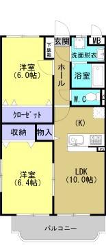 オリーブコート(2LDK/3階)の間取り写真