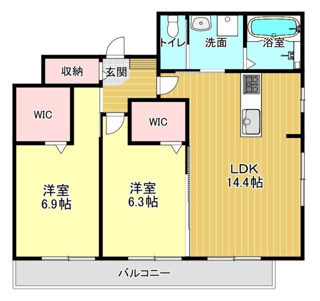 ル・リヴェール(2LDK/3階)の間取り写真