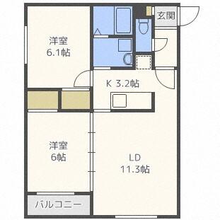 リバーサイドワイズ(2LDK/1階)の間取り写真