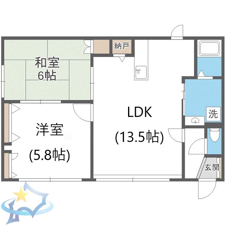 メゾン寿(2LDK/1階)の間取り写真