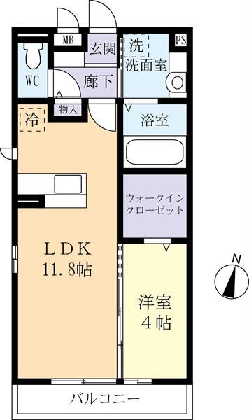 アズール ヴィラ(1LDK/3階)の間取り写真