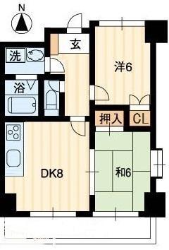 ホープスエイシ(2DK/6階)の間取り写真