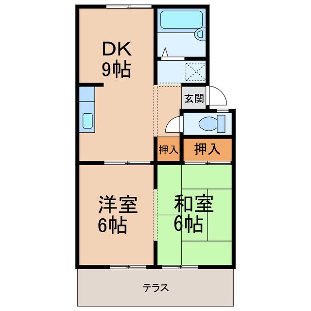 ハイツJOY(2DK/1階)の間取り写真