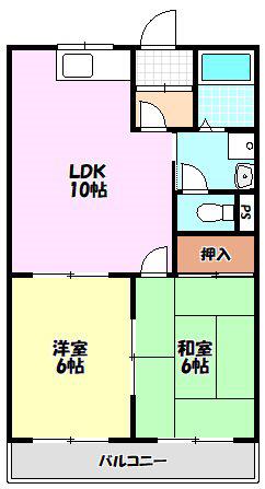 グリーンベルノモリ(2LDK/2階)の間取り写真