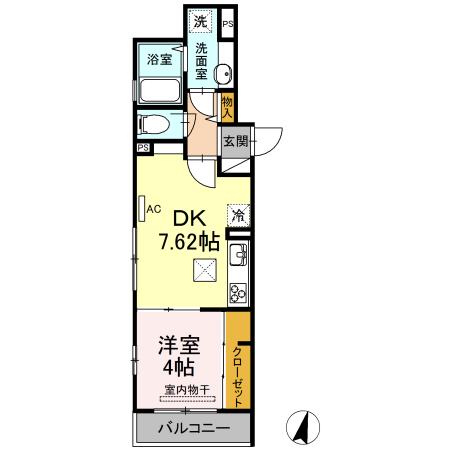 ディールーム塚越(1DK/1階)の間取り写真