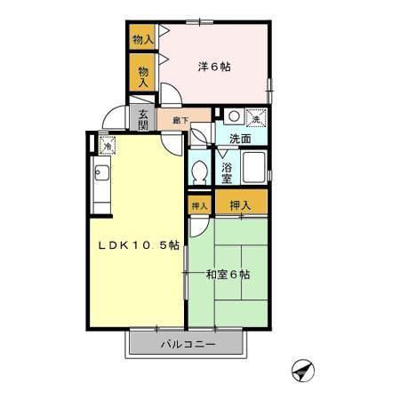ヴェルドミール甘木(2LDK/2階)の間取り写真