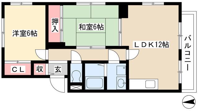 グランドメゾン天子田(2LDK/3階)の間取り写真