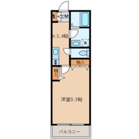 リビオン(1K/2階)の間取り写真