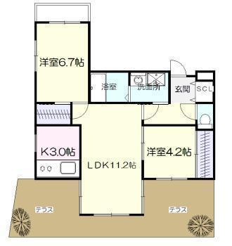 アルテマイスターリノ(2LDK/1階)の間取り写真