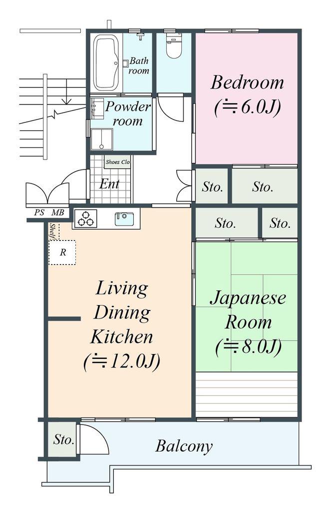 前田ハイツ16号棟(2LDK/3階)の間取り写真