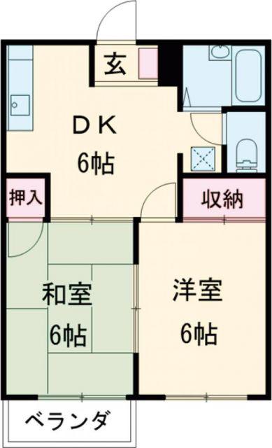 ハイツ169B(2DK/1階)の間取り写真