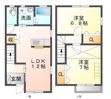ラ・メゾンK(2SLDK/1階)の間取り写真