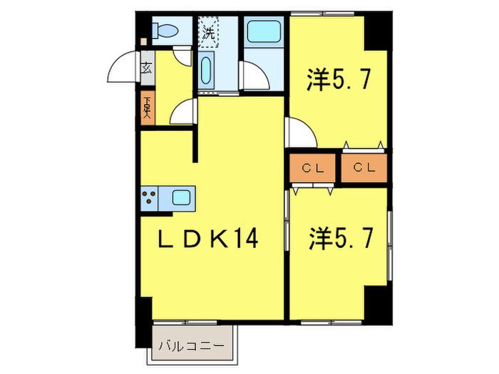 グラードエルヴィータ円山(2LDK/4階)の間取り写真