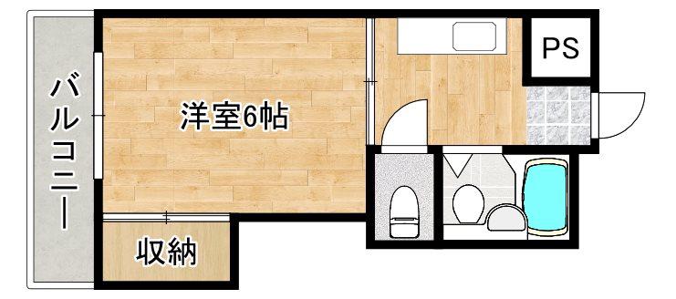 パシフィック紫(1K/2階)の間取り写真