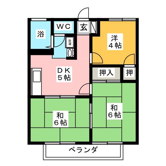 アムール秋山A(3DK/2階)の間取り写真