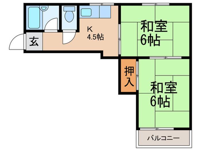 サウスガーデン(2K/4階)の間取り写真