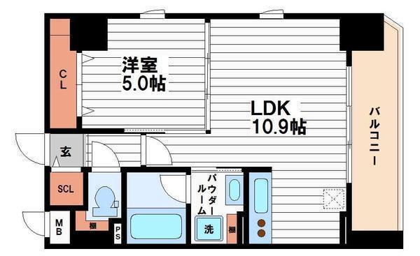マーレ下寺町(1LDK/2階)の間取り写真