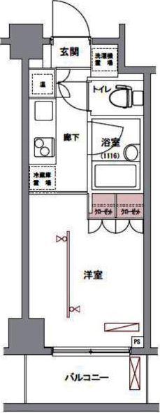 フィース神楽坂(ワンルーム/1階)の間取り写真