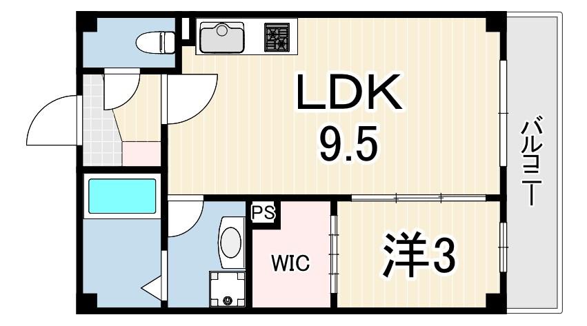 ルクス西宮北口(1LDK/1階)の間取り写真