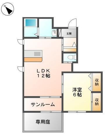 ラコルト(1LDK/1階)の間取り写真