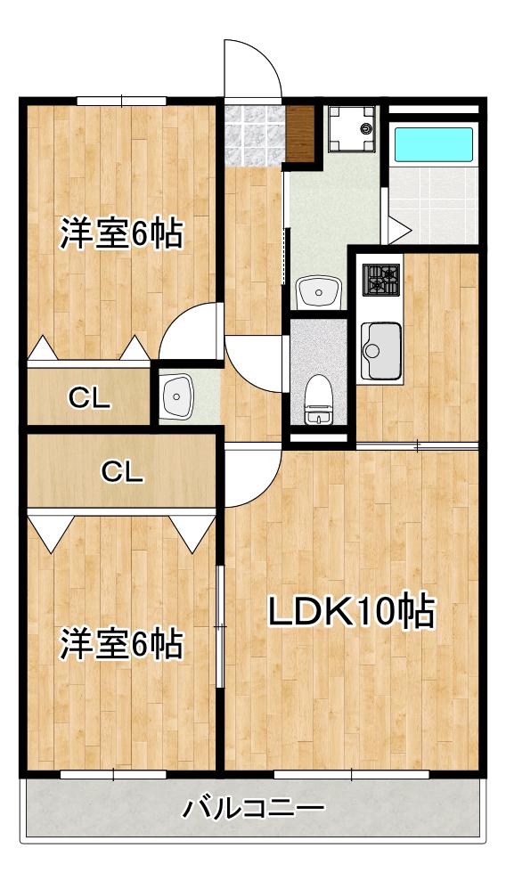 アクシスサンセリテ(2LDK/3階)の間取り写真