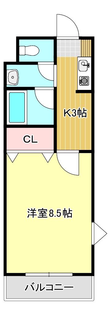 アルシェ浜松(1K/3階)の間取り写真