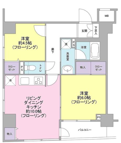 パートナーシップアパートメント(2LDK/8階)の間取り写真
