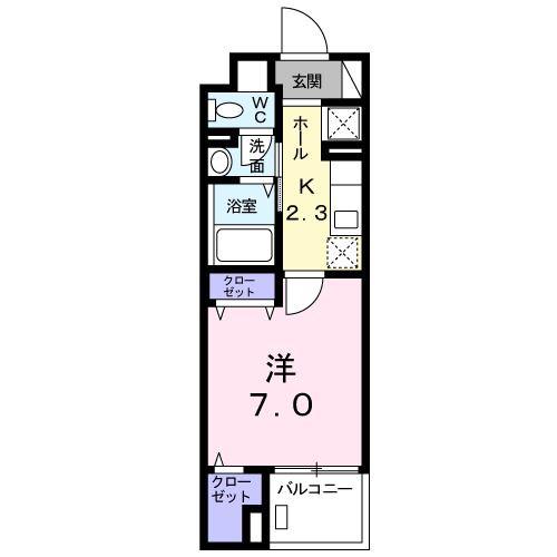 ブリランテ 田辺通(1K/3階)の間取り写真