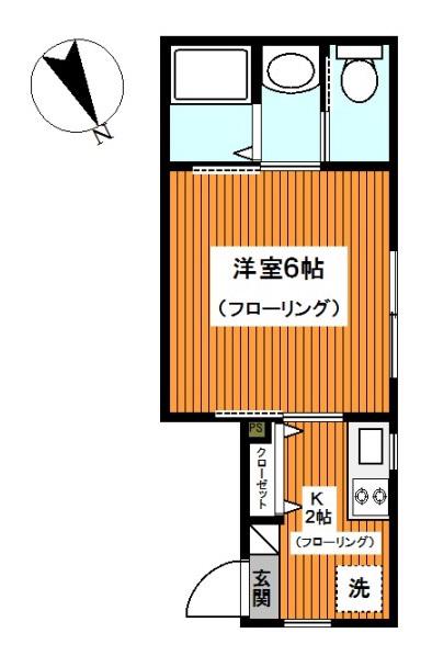 ダズル西谷(1K/2階)の間取り写真