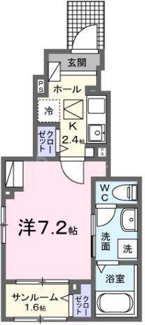 クライス(1K/1階)の間取り写真